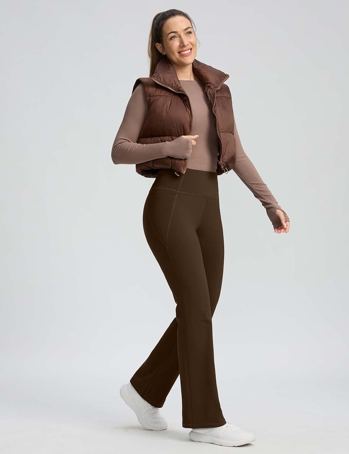 Fleece-Lined Thermal Flare Pants